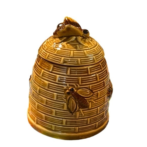 Vintage MCM Lidded Honey Pot Bee Beehive Made by Knobler of Japan in 60s - Picture 1 of 7